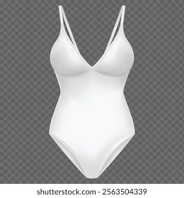 Realistic Vector Illustration of a Female Swimsuit and Male Shorts with Swimming Trunks in White, Set on a Transparent Background