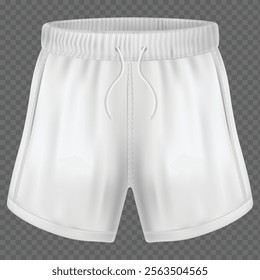 Realistic Vector Illustration of a Female Swimsuit and Male Shorts with Swimming Trunks in White, Set on a Transparent Background