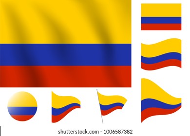 Realistic vector illustration flag. National symbol design. Columbia flag