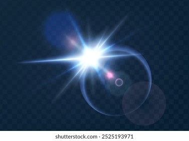 Realistic vector illustration flare, glowing effect. Sunbeam, sunlight glare effect, sun ray light.