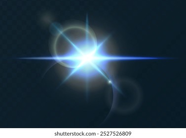 Realistic vector illustration flare, glowing effect. Sunbeam, sunlight glare effect, sun ray light.