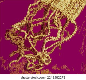 Realistic vector illustration fringes of a warm beige woolen scarf on a lilac-burgundy background
