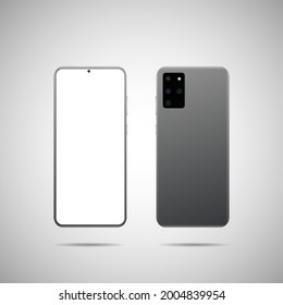 Realistic vector illustration. Front and back side smartphone. Mock-up screen smartphone with blank screen for your design.