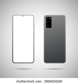 Realistic vector illustration. Front and back side smartphone. Mock-up screen smartphone with blank screen for your design.