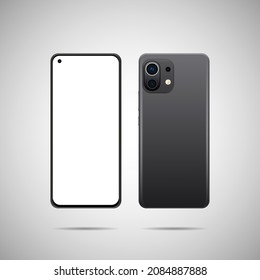 Realistic vector illustration. Front and back side smartphone. Mock-up screen smartphone with blank screen for your design.