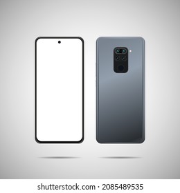 Ilustración vectorial realista. Smartphone frontal y posterior. smartphone de pantalla de maquillaje con pantalla en blanco para tu diseño.