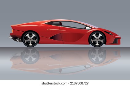 Realistic vector illustration of a generic red sportcar, side view