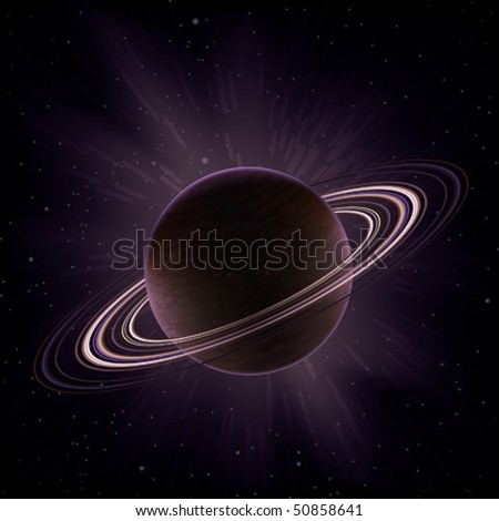 Realistic vector illustration of a giant gas planet surrounded by rings (like Saturn)