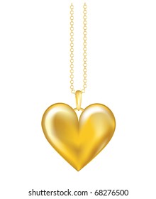 A realistic vector illustration of a gold locket on chain. Isolated on white background. EPS10 vector format.