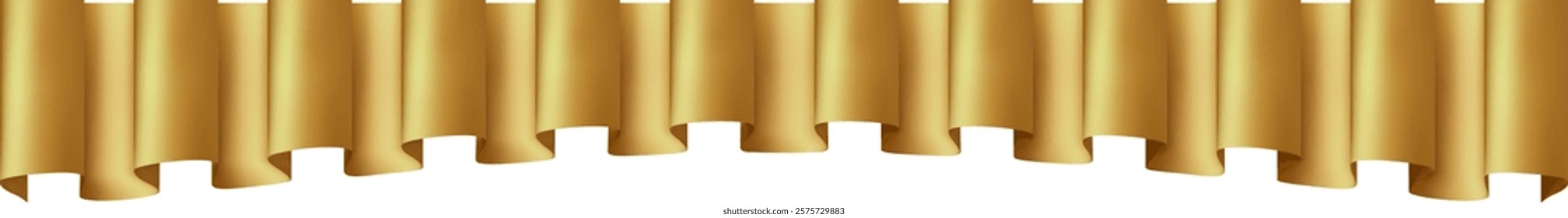 Realistic vector illustration of golden velvet curtains, creating a luxurious and elegant atmosphere, perfect for theater, opera, or any grand event