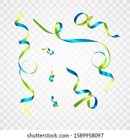 Realistic vector illustration of green gift ribbons on a dark background. Design elements for your holiday content.