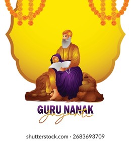 Ilustración vectorial realista para el gurú feliz nanak jayanti 