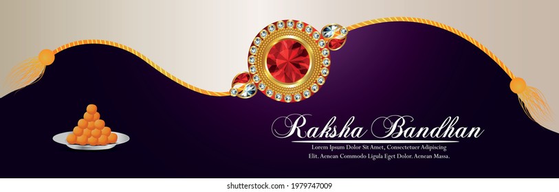 Realistic vector illustration of happy rakhsha bandhan banner or header