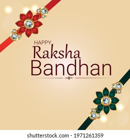Realistic vector illustration of happy raksha bandhan celebration greeting card