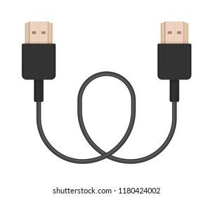The realistic vector illustration of HDMI cable. Connector or plug for connecting and charging phones, mobile devices, computers, tv, tablets, and game consoles.