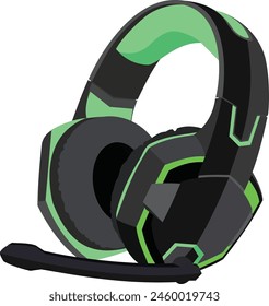 Realistic Vector Illustration of Headphones for Gaming Sound, Used by Gamers, with a Simple and Futuristic Design, Side View. Icon on a Transparent Background.