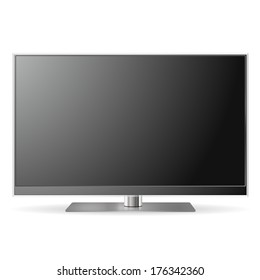 Realistic vector illustration of high definition TV screen isolated on white background.