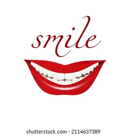Realistic vector illustration of a human smile. Vector illustration, 3D