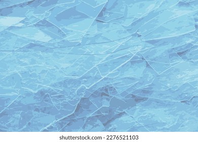 Ilustración vectorial realista de una superficie de hielo del río. Textura de los arbustos de hielo. Fondo de invierno.
