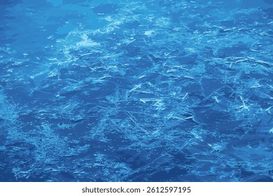 Realistic vector illustration of an ice surface of the river. Texture of ice shards. Winter background