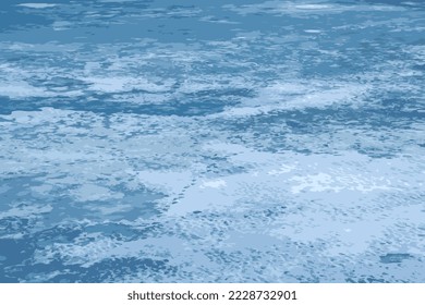 Realistische Vektorgrafik einer eisigen Flussoberfläche. Textur des schneebedeckten Eises. Winterhintergrund.
