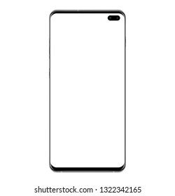 Realistic vector illustration image of smart phone samsung galaxy s10 plus black isolated on transparent background