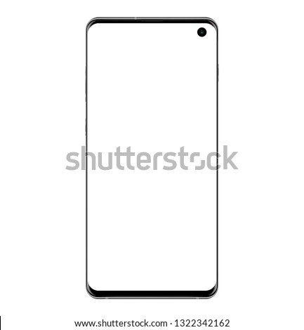 Realistic vector illustration image of smart phone samsung galaxy s10 plus black isolated on transparent background