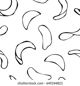 Realistic Vector Illustration Isolated On a White Background Doodle Cartoon Vintage Hand Drawn Hipster Style Sketch. Potato Chips Seamless Fast food Pattern.