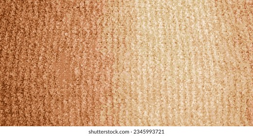 Ilustración vectorial realista de tejidos de lana de punto con textura de fondo en color beige claro crema marrón. Gradiente de color beige sobre fondo de textura. Asustar.
