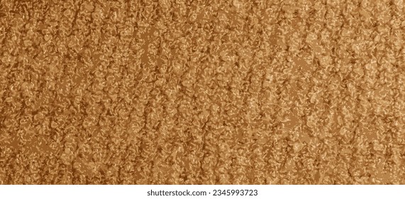 Realistic vector illustration of knitted wool textile with background texture in light beige creamy brown shade. Beige color gradient on texture background. Scarf.
