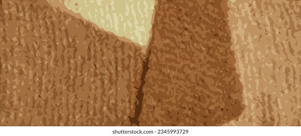 Realistic vector illustration of knitted wool textile with background texture in light beige creamy brown shade. Beige color gradient on texture background. Scarf.
