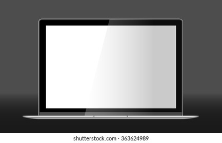 Realistic vector illustration of laptop on grey background