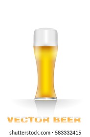 Realistic vector illustration of light beer glass