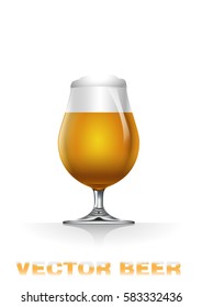Realistic vector illustration of light beer glass