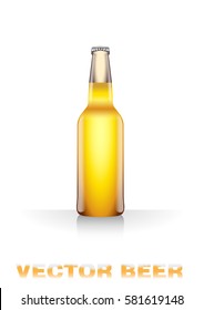 Realistic vector illustration of light yellow beer bottle