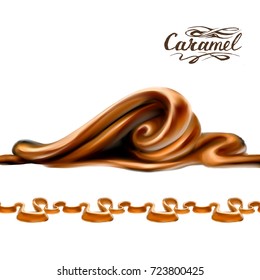 realistic vector illustration liquid chocolate, caramel or cocoa