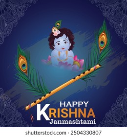 Realistic vector illustration of lord krishna for happy janmashtami