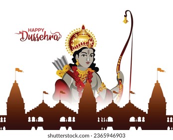 Realistic vector illustration of lord rama killed ravan for happy dussehra