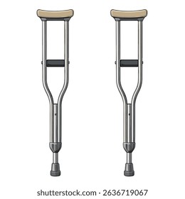 Realistic Vector Illustration of a Medical Crutch – Underarm Walking Support Device