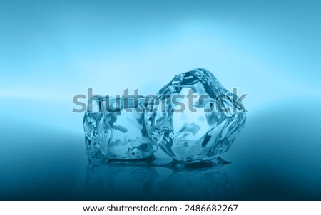 realistic vector illustration of the melting blue ice cube