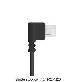 The realistic vector illustration of micro-USB to USB 2.0 cable. Connector or plug for connecting and charging phones, mobile devices, computers, tv, tablets, and game consoles.