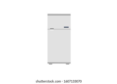Realistic vector illustration of modern Home appliance Stainless Steel Refrigerator. Fridge Freezer on white background