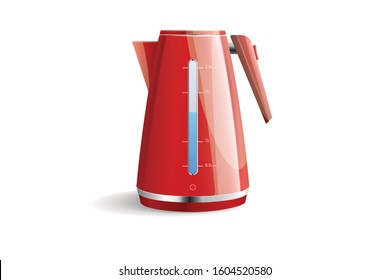 Realistic vector illustration of modern kitchen appliance electric kettle on white background