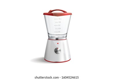 Realistic vector illustration of modern kitchen appliance electric Food Mixer grinder on white background