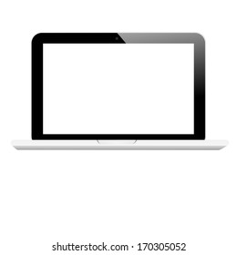 realistic vector illustration of modern laptop with white screen on white  background