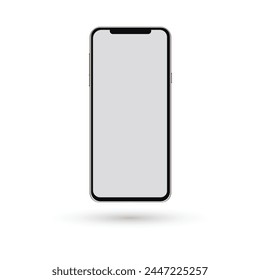 Realistic Vector Illustration of Modern Smartphone with Blank Screen Isolated on White Background