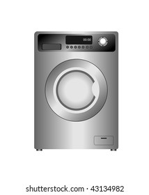 Realistic vector illustration of new washing machine isolated on white  background