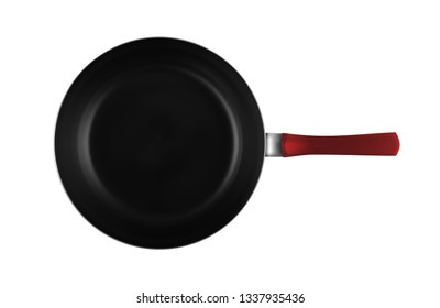 Realistic Vector Illustration. Non Stick Frying Pan Isolated.  Non Stick Cookware Top View.