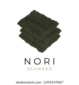 Realistic vector illustration of a pile Green Japanese dried nori seaweed sheets