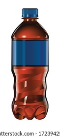Realistic vector illustration of plastic bottle isolated on white background. Front view of the plastic bottle with label. 